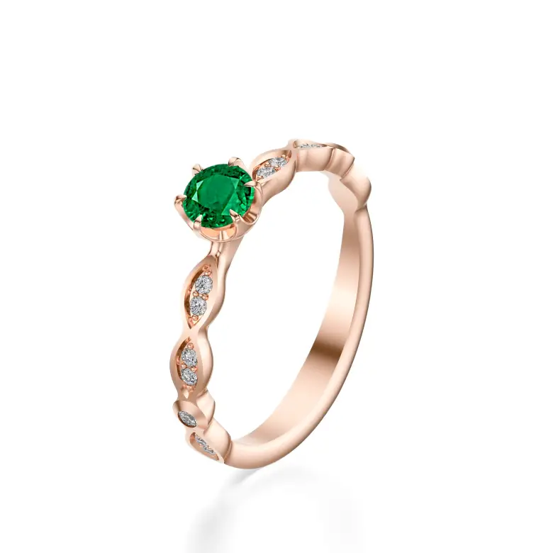 Pierścionek z różowego złota ze szmaragdem AJPZ_038